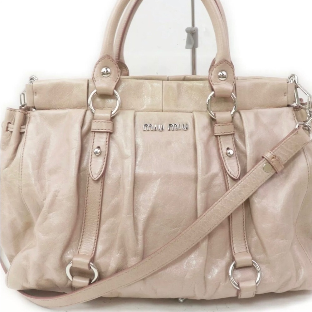 MIU MIU Vitello Shine Mughetto Satchel